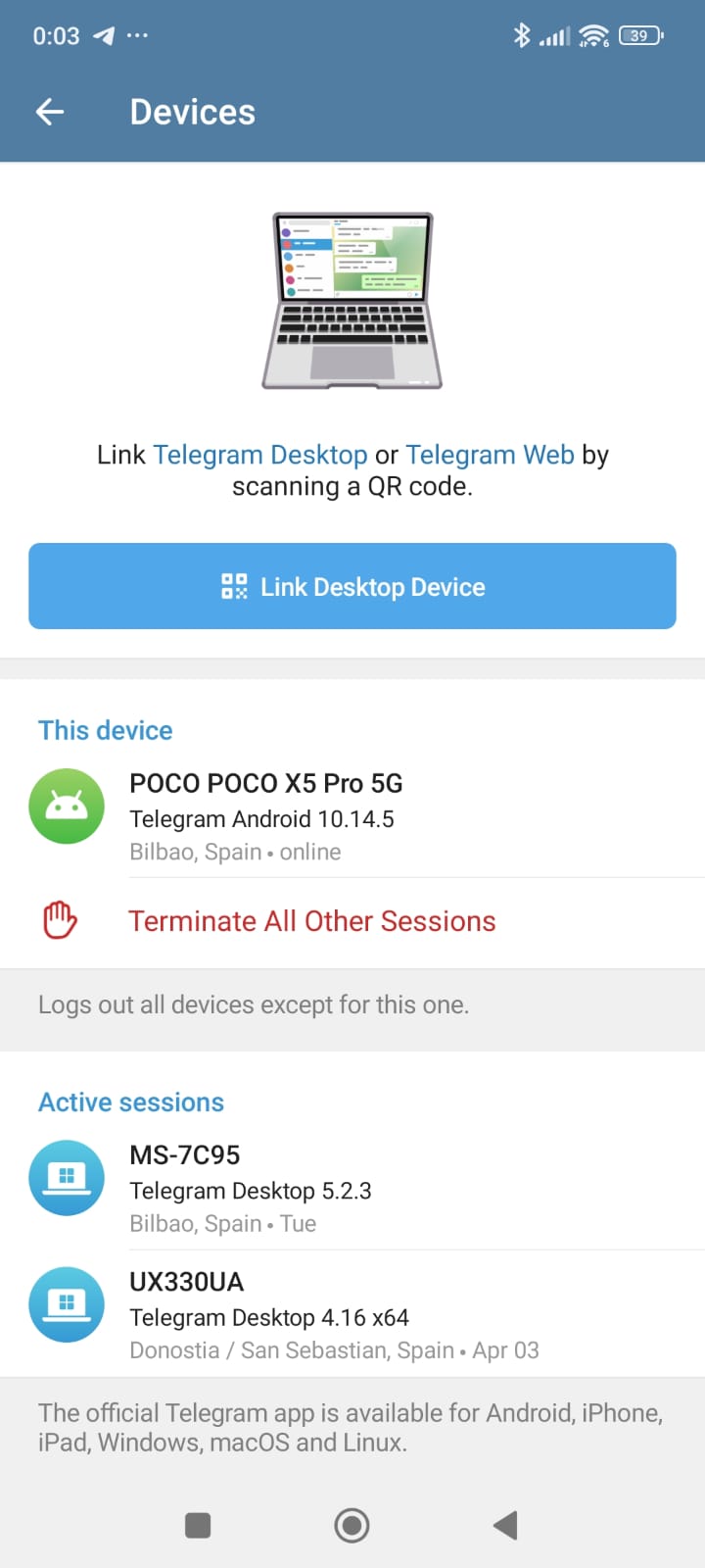 link telegram devices qr