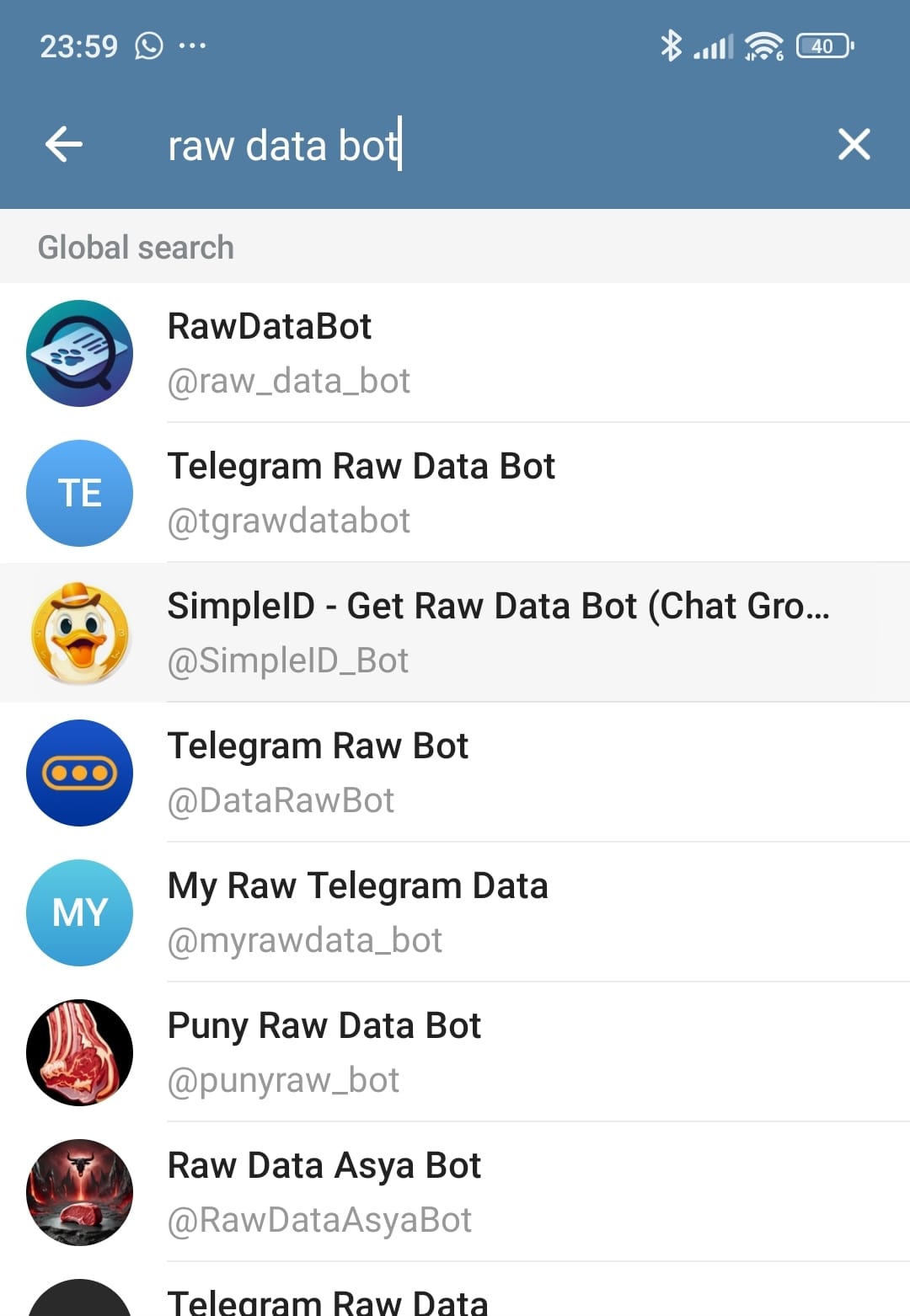 raw data bot telegram