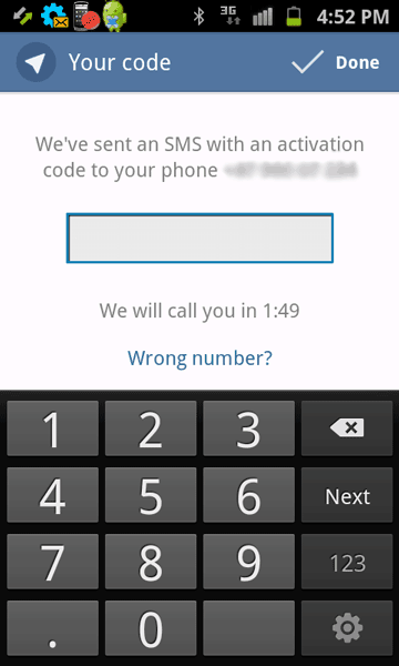 sms Telegram verification