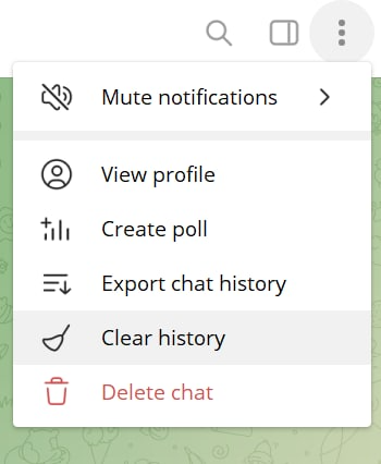 clear chat on telegram