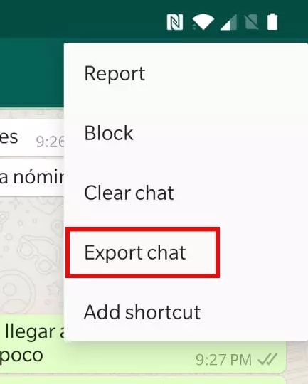 export chat of Whatsapp